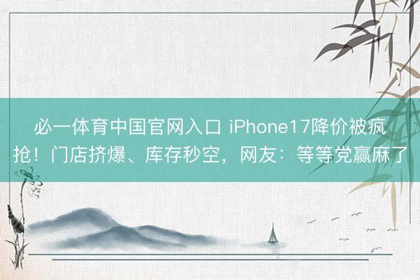 必一体育中国官网入口 iPhone17降价被疯抢！门店挤爆、库存秒空，网友：等等党赢麻了