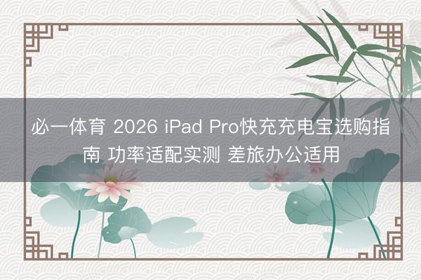 必一体育 2026 iPad Pro快充充电宝选购指南 功率适配实测 差旅办公适用
