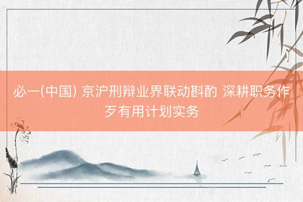 必一(中国) 京沪刑辩业界联动斟酌 深耕职务作歹有用计划实务