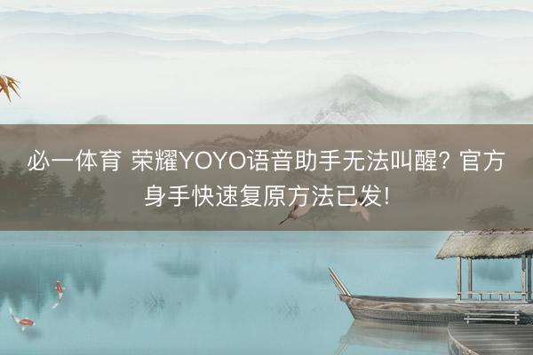 必一体育 荣耀YOYO语音助手无法叫醒? 官方身手快速复原方法已发!