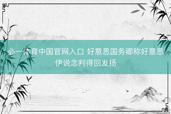 必一体育中国官网入口 好意思国务卿称好意思伊说念判得回发扬