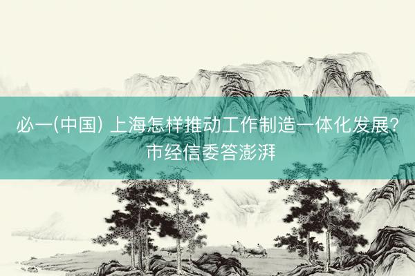 必一(中国) 上海怎样推动工作制造一体化发展? 市经信委答澎湃