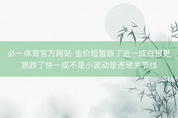 必一体育官方网站 金价短暂跌了近一成白银更狠跌了快一成不是小波动是连破关节线