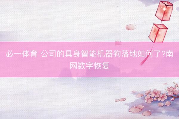必一体育 公司的具身智能机器狗落地如何了?南网数字恢复