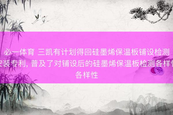 必一体育 三凯有计划得回硅墨烯保温板铺设检测安装专利, 普及了对铺设后的硅墨烯保温板检测各样性