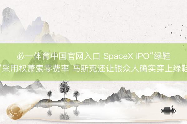 必一体育中国官网入口 SpaceX IPO“绿鞋”采用权萧索零费率 马斯克还让银众人确实穿上绿鞋