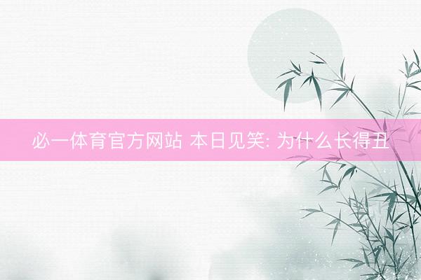 必一体育官方网站 本日见笑: 为什么长得丑