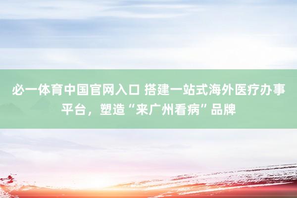 必一体育中国官网入口 搭建一站式海外医疗办事平台，塑造“来广州看病”品牌