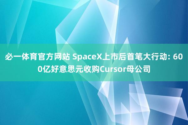 必一体育官方网站 SpaceX上市后首笔大行动: 600亿好意思元收购Cursor母公司